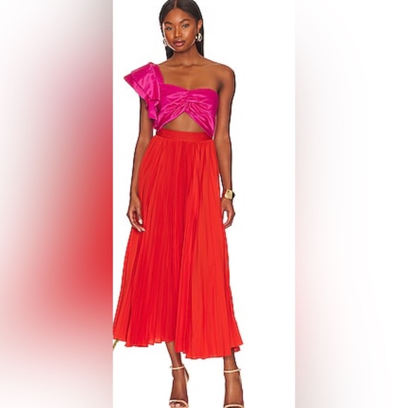 AMUR Pink and Orange CLEOPATRA Ruffle One-Shoulder Dress - Picture 2 of 5